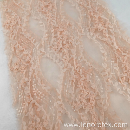 Knit Floral Lace Polyester Sequin Embroidery Mesh Fabric